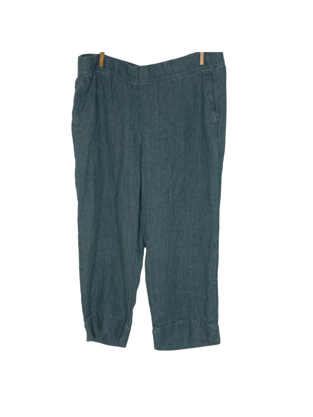 Pure Jill Linen Wide Leg Cropped Pants Sz LG Coastal Minimalist Pull On